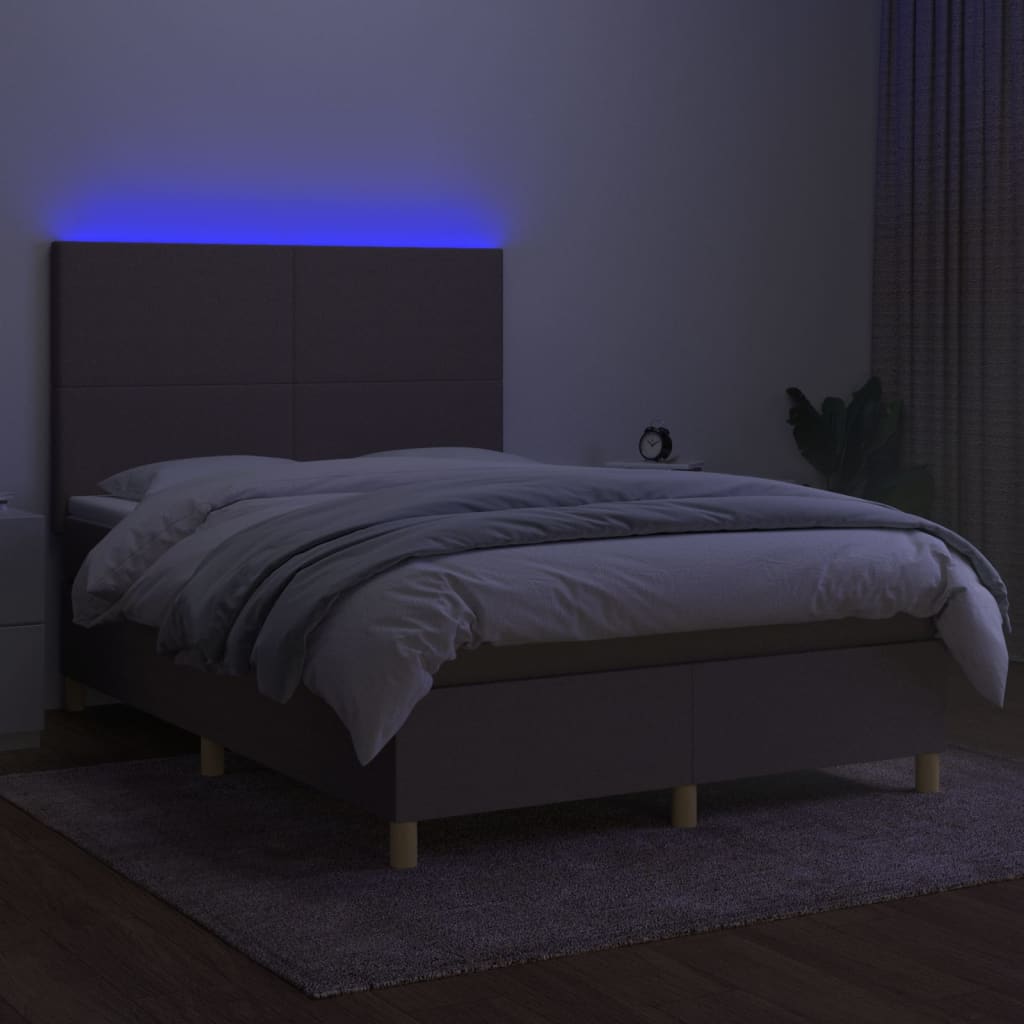 Federbett mit taubengrauer Matratze und LED 140x190 cm aus Stoff