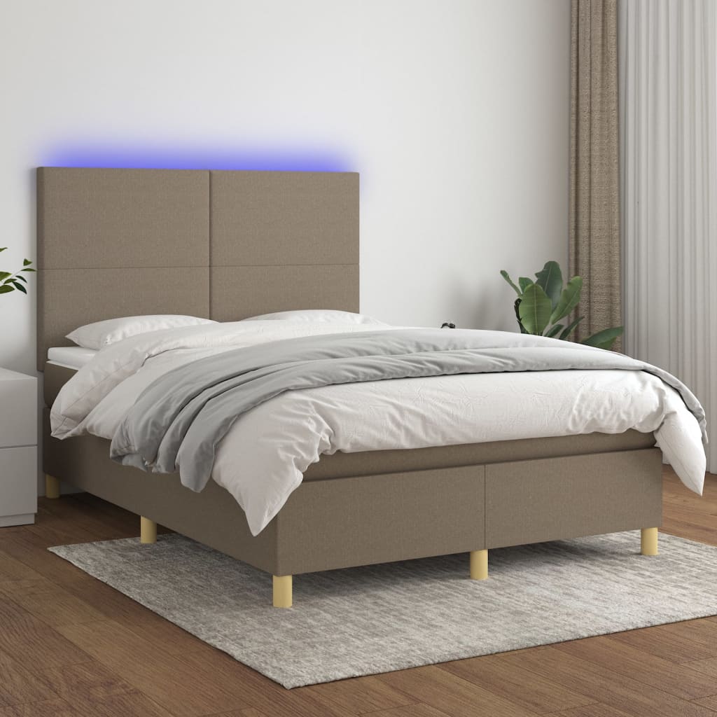 Federbett mit taubengrauer Matratze und LED 140x190 cm aus Stoff