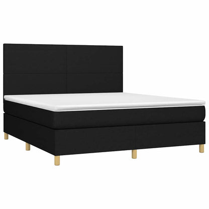 Letto a Molle con Materasso e LED Nero 160x200 cm in Tessuto | homemem39