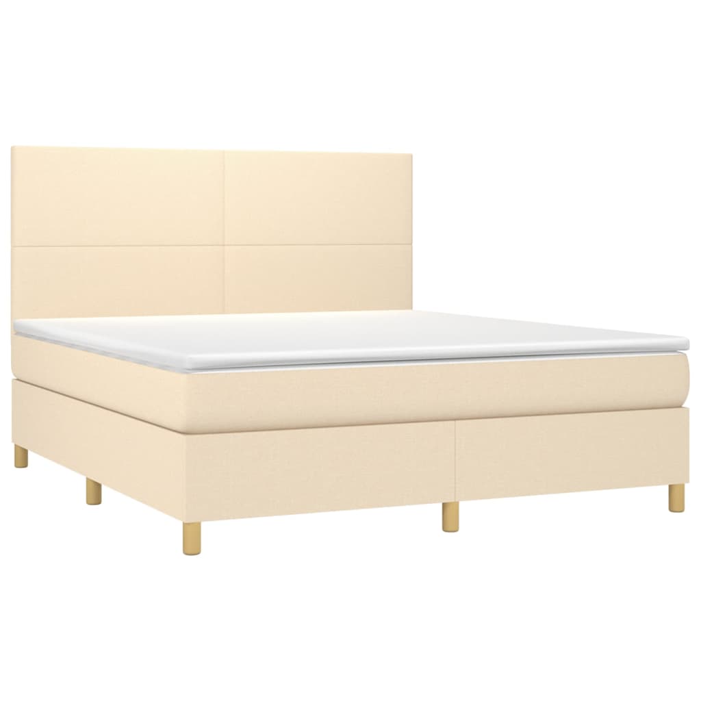 Letto a Molle con Materasso e LED Crema 180x200 cm in Tessuto - homemem39