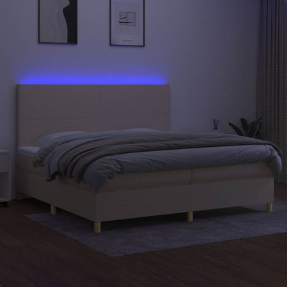 Letto a Molle Materasso e LED bianco 200x200cm in Tessuto