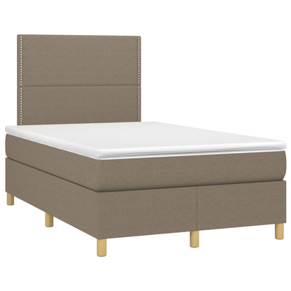 Letto a Molle con Materasso e LED Tortora 120x200cm in Tessuto | homemem39