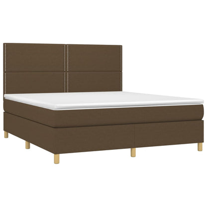 Letto a Molle Materasso e LED MarroneScuro 180x200cm in Tessuto | homemem39