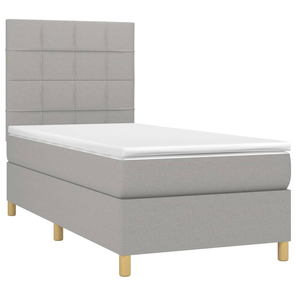 Letto a Molle Materasso e LED Grigio Chiaro 90x190 cm Tessuto - homemem39