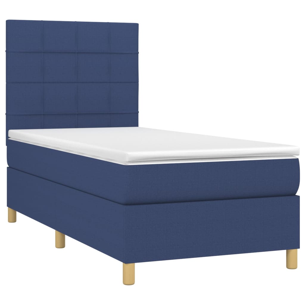 Letto a Molle con Materasso e LED Blu 90x190 cm in Tessuto - homemem39