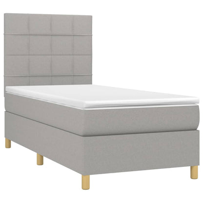 Letto a Molle Materasso e LED Grigio Chiaro 100x200 cm Tessuto - homemem39