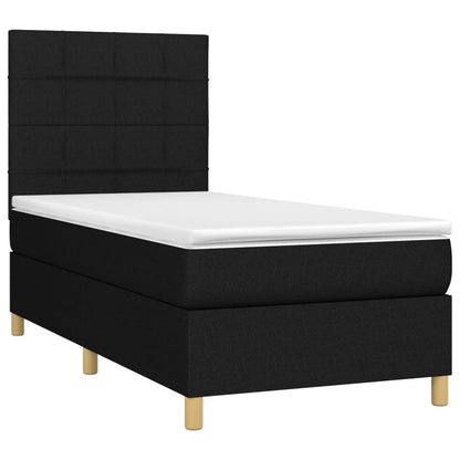 Letto a Molle con Materasso e LED Nero 100x200 cm in Tessuto - homemem39