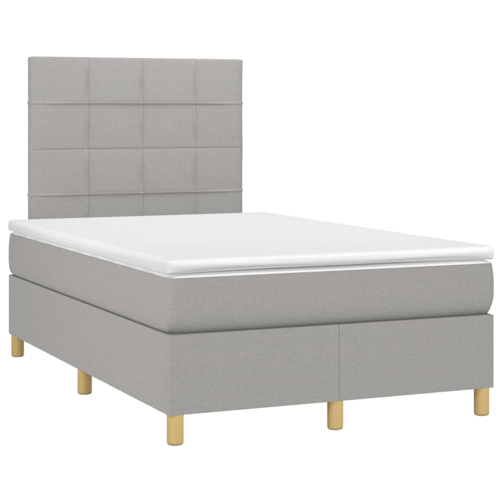 Letto a Molle Materasso e LED Grigio Chiaro 120x200 cm Tessuto - homemem39