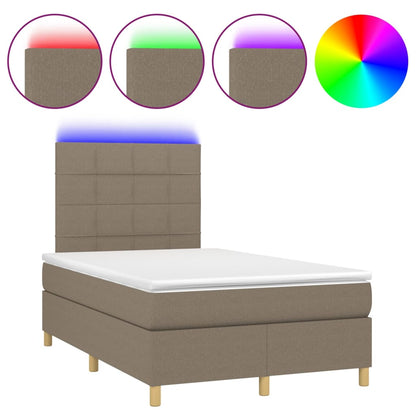 Letto a Molle con Materasso e LED Tortora 120x200cm in Tessuto | homemem39