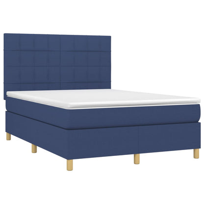 Letto a Molle con Materasso e LED Blu 140x200 cm in Tessuto - homemem39