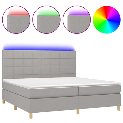 Letto a Molle Materasso e LED Grigio Chiaro 200x200 cm Tessuto - homemem39