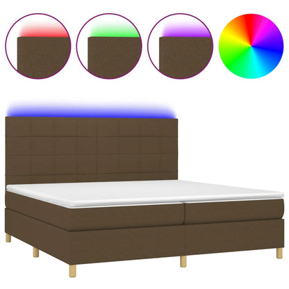 Letto a Molle Materasso e LED Marronescuro 200x200cm in Tessuto - homemem39