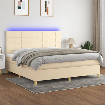 Letto a Molle Materasso e LED bianco 200x200cm in Tessuto - homemem39