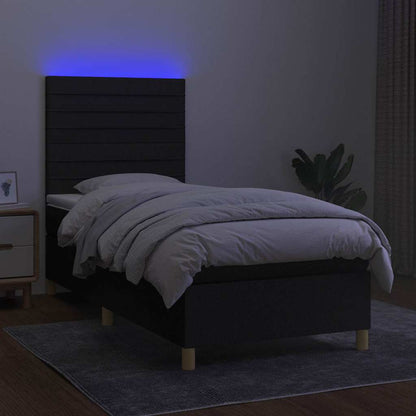 Letto a Molle con Materasso e LED Nero 80x200 cm in Tessuto