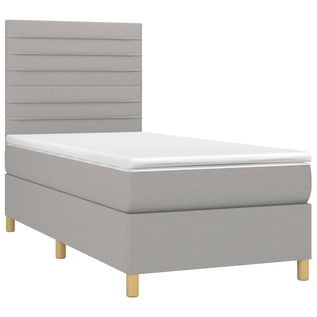 Letto a Molle Materasso e LED Grigio Chiaro 90x190 cm Tessuto - homemem39