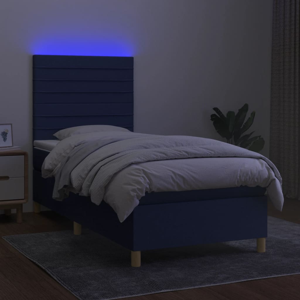 Federbett mit Matratze und blauer LED 90x190 cm aus Stoff