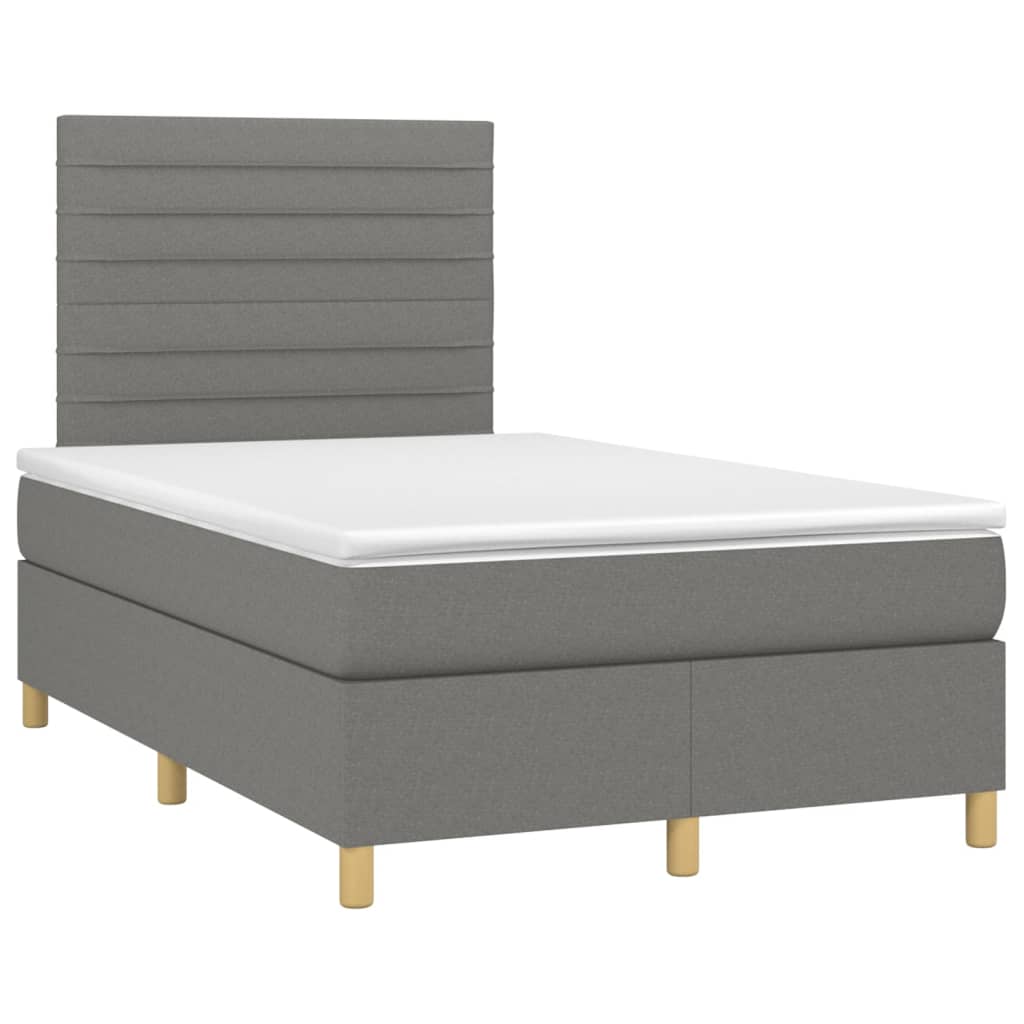 Letto a Molle Materasso e LED Grigio Scuro 120x200cm in Tessuto - homemem39