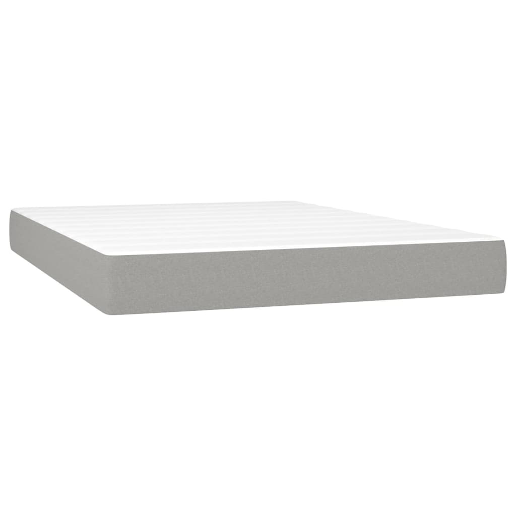 Spring Bed Mattress and LED Light Gray 140x190 cm Fabric