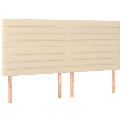Letto a Molle con Materasso e LED Crema 160x200 cm in Tessuto