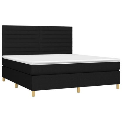 Letto a Molle con Materasso e LED Nero 180x200cm in Tessuto - homemem39