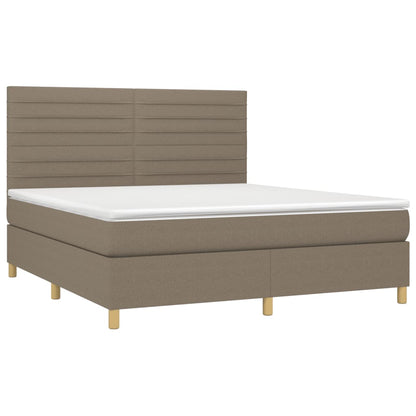 Letto a Molle con Materasso e LED Tortora 180x200 cm in Tessuto | homemem39