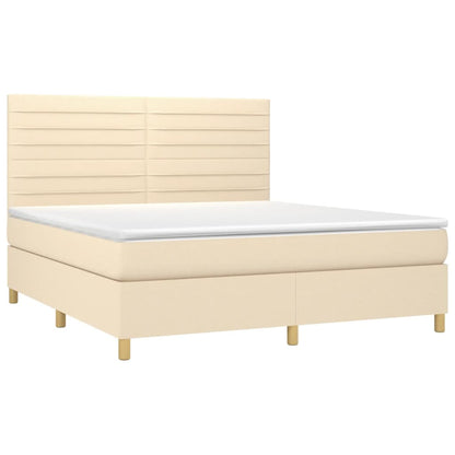 Letto a Molle con Materasso e LED Crema 180x200 cm in Tessuto - homemem39
