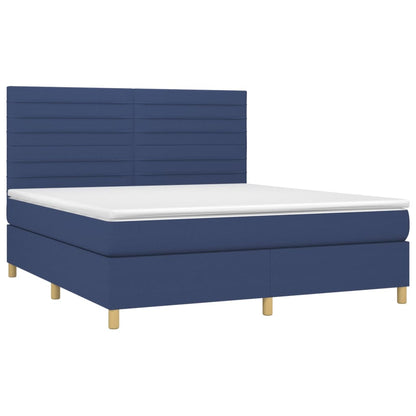 Letto a Molle con Materasso e LED Blu 180x200 cm in Tessuto | homemem39