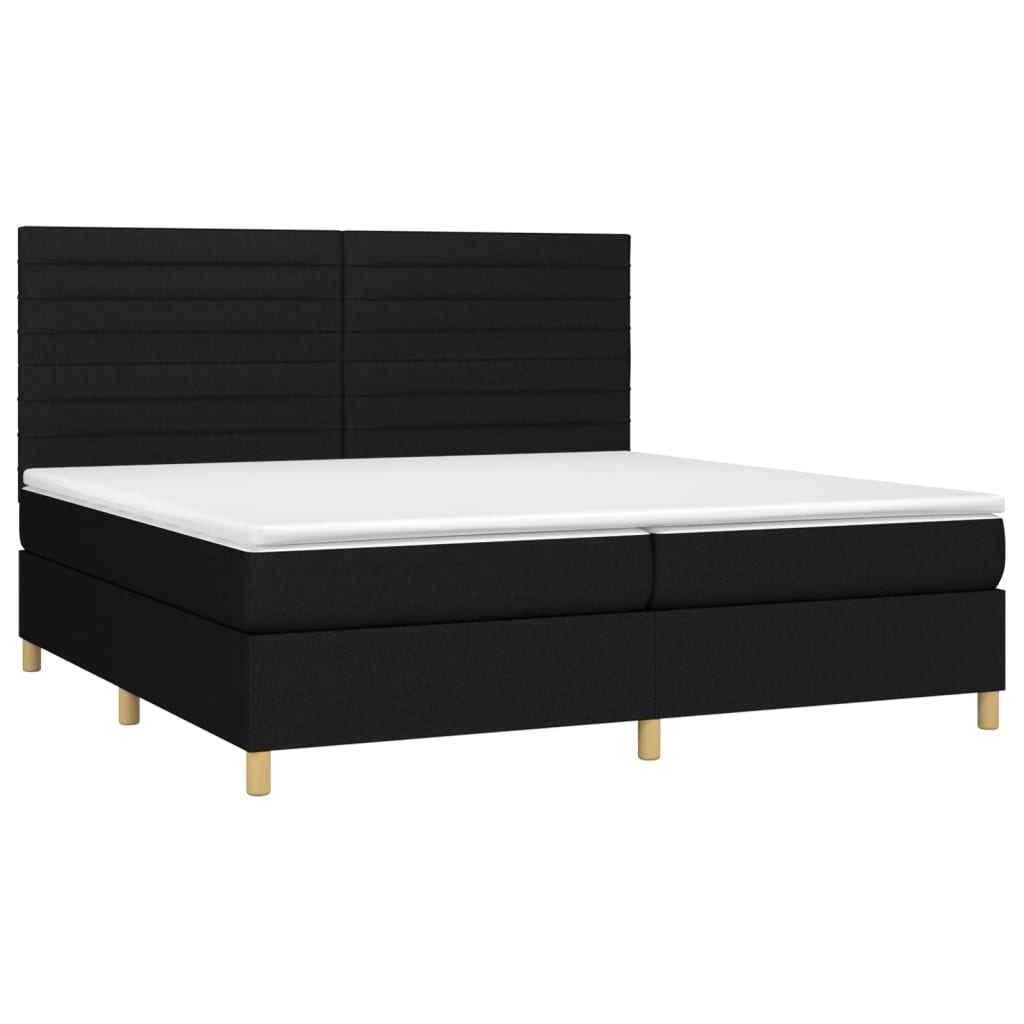 Letto a Molle Materasso e LED Nero 200x200cm in Tessuto - homemem39