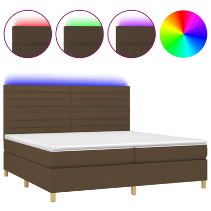 Letto a Molle Materasso e LED Marronescuro 200x200cm in Tessuto - homemem39