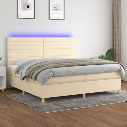 Letto a Molle Materasso e LED bianco 200x200cm in Tessuto - homemem39