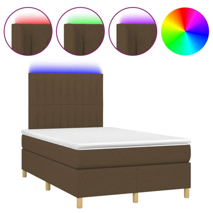 Letto a Molle Materasso e LED Marrone Scuro 120x200 cm Tessuto - homemem39