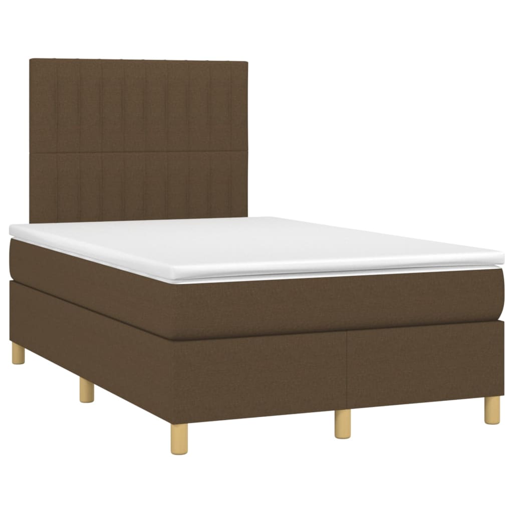 Letto a Molle Materasso e LED Marrone Scuro 120x200 cm Tessuto - homemem39