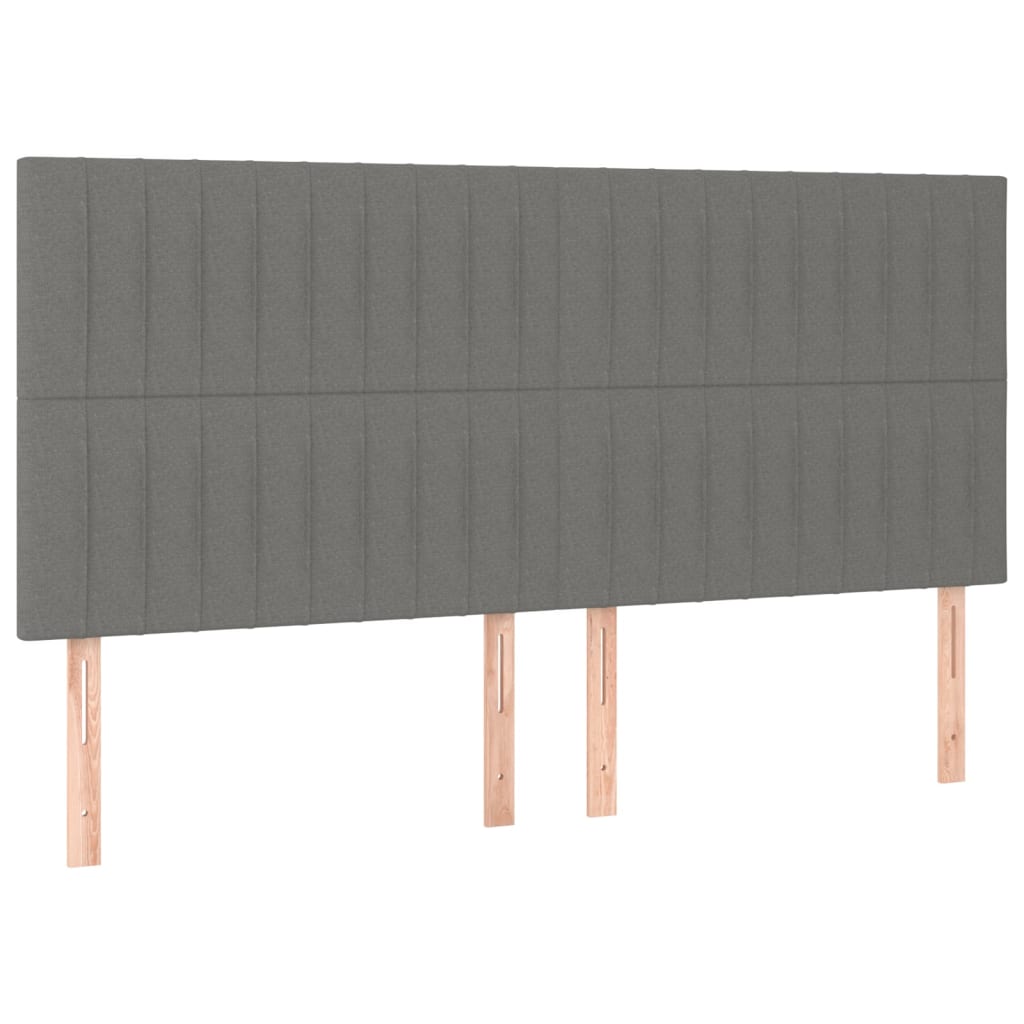 Letto a Molle Materasso e LED Grigio Scuro 160x200cm in Tessuto