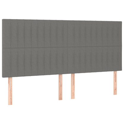 Letto a Molle Materasso e LED Grigio Scuro 160x200cm in Tessuto