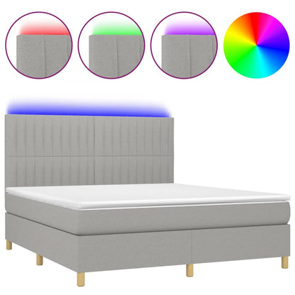 Letto a Molle Materasso e LED Grigio Chiaro 180x200 cm Tessuto - homemem39