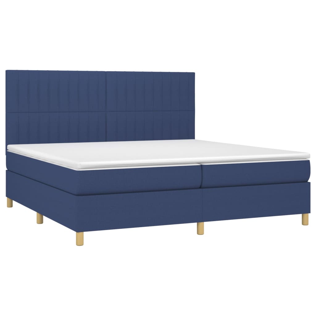 Letto a Molle Materasso e LED Blu 200x200cm in Tessuto - homemem39