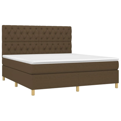 Letto a Molle Materasso e LED Marrone Scuro 160x200 cm Tessuto | homemem39