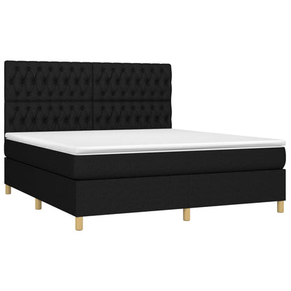 Letto a Molle con Materasso e LED Nero 180x200cm in Tessuto - homemem39