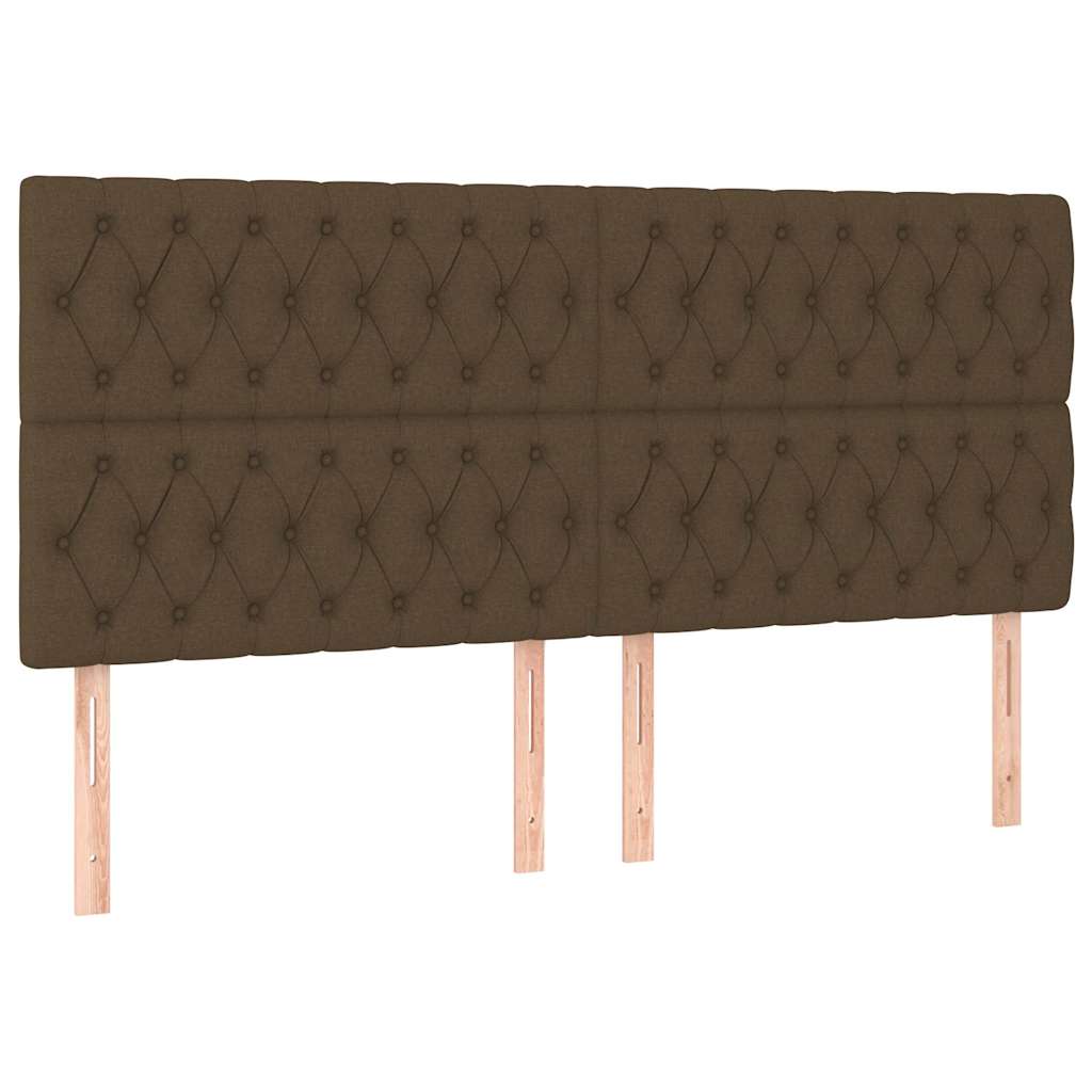 Letto a Molle Materasso e LED Marronescuro 200x200cm in Tessuto