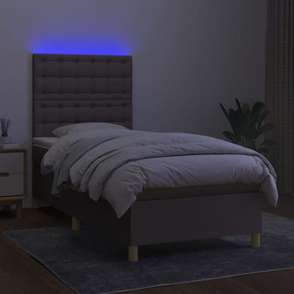 Federbett mit Matratze und LED Taubengrau 100x200cm aus Stoff