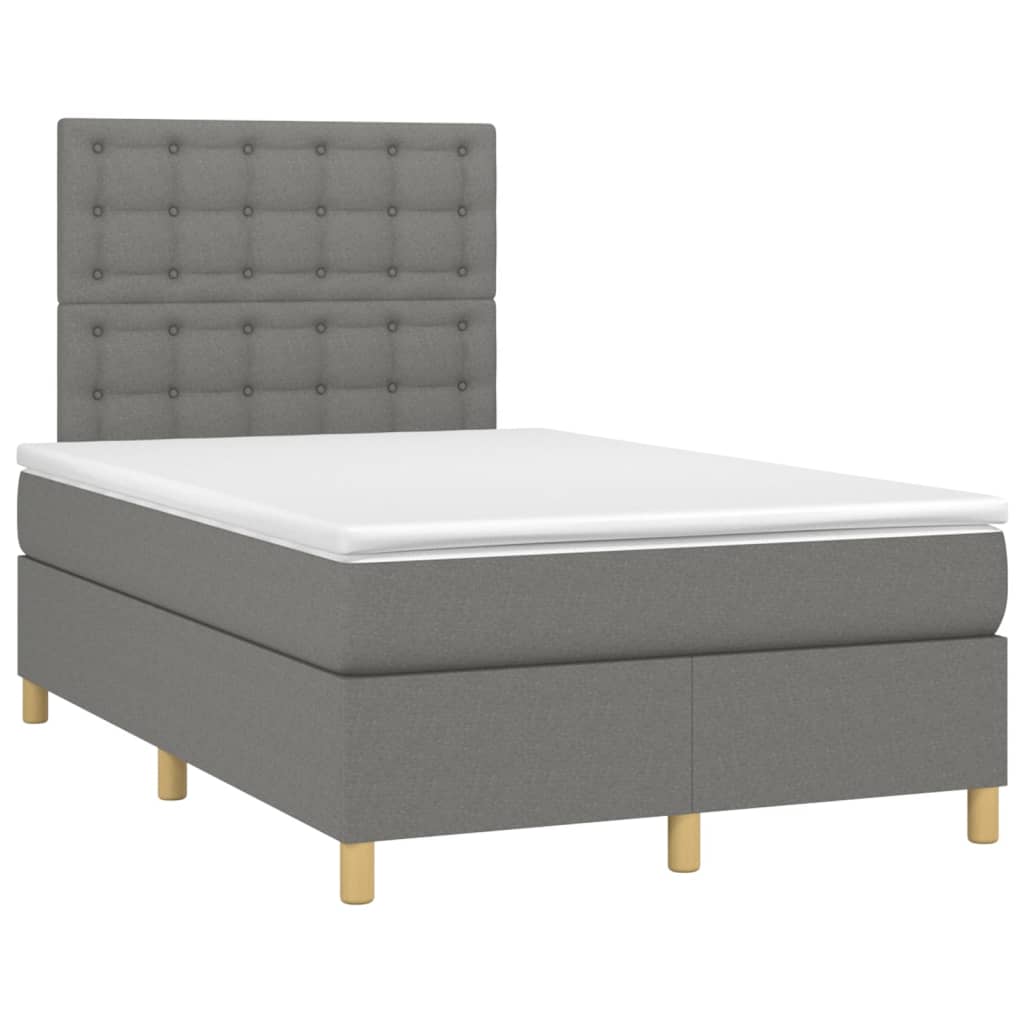 Letto a Molle Materasso e LED Grigio Scuro 120x200cm in Tessuto - homemem39