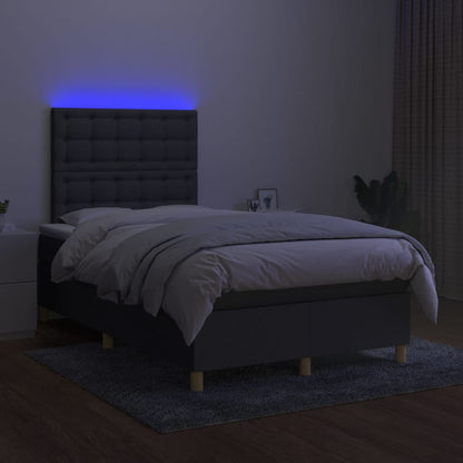 Letto a Molle Materasso e LED Grigio Scuro 120x200cm in Tessuto - homemem39