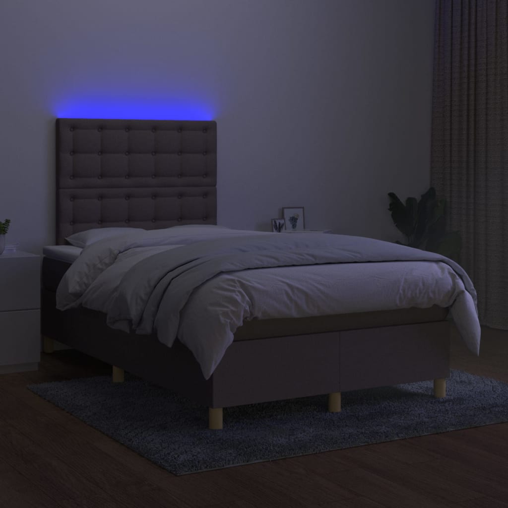 Federbett mit Matratze und LED Taubengrau 120x200cm aus Stoff