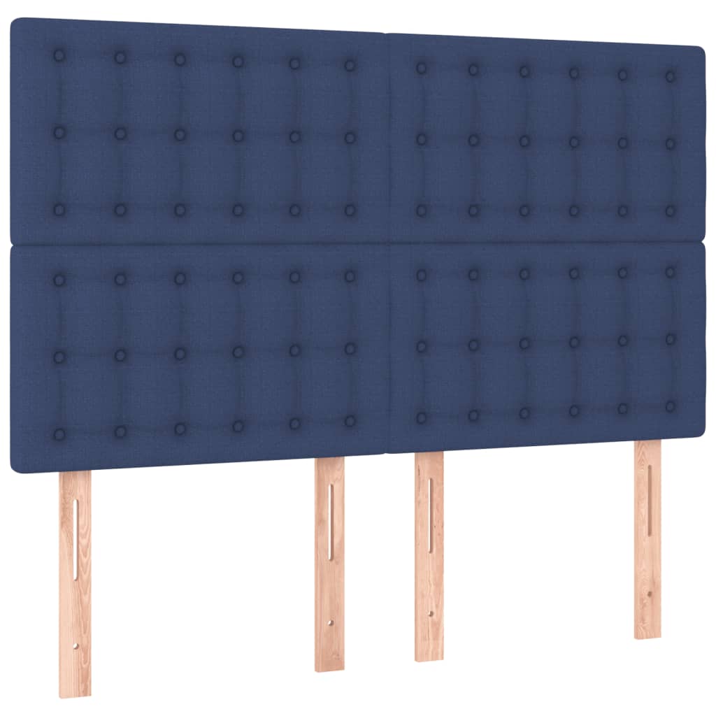 Letto a Molle con Materasso e LED Blu 140x200 cm in Tessuto | homemem39