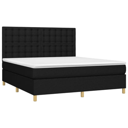 Letto a Molle con Materasso e LED Nero 180x200cm in Tessuto - homemem39