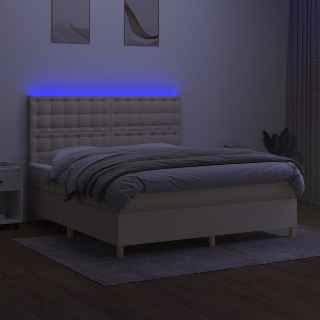 Federbett mit Matratze und LED Creme 180x200 cm aus Stoff