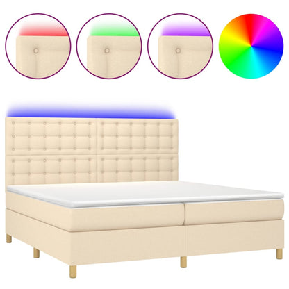 Letto a Molle Materasso e LED bianco 200x200cm in Tessuto - homemem39