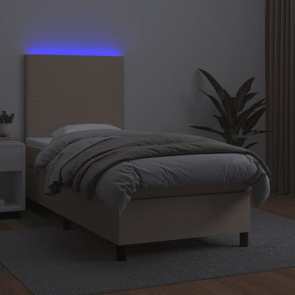 Giroletto Molle Materasso e LED Cappuccino Similpelle