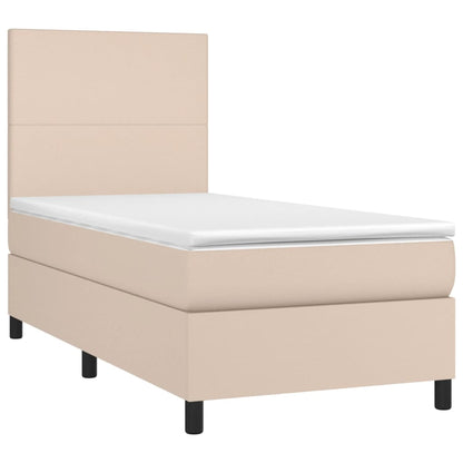 Giroletto Molle Materasso e LED Cappuccino 100x200cm Similpelle | homemem39