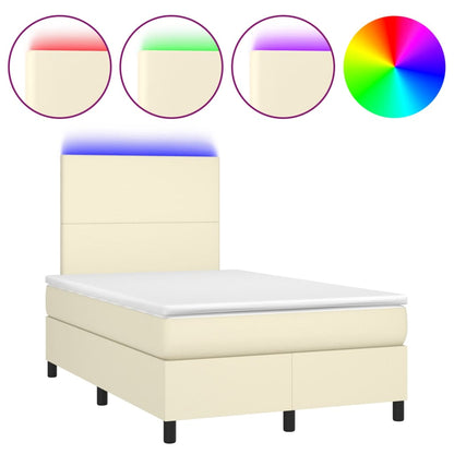 Giroletto Molle con Materasso e LED Crema 120x200cm Similpelle | homemem39